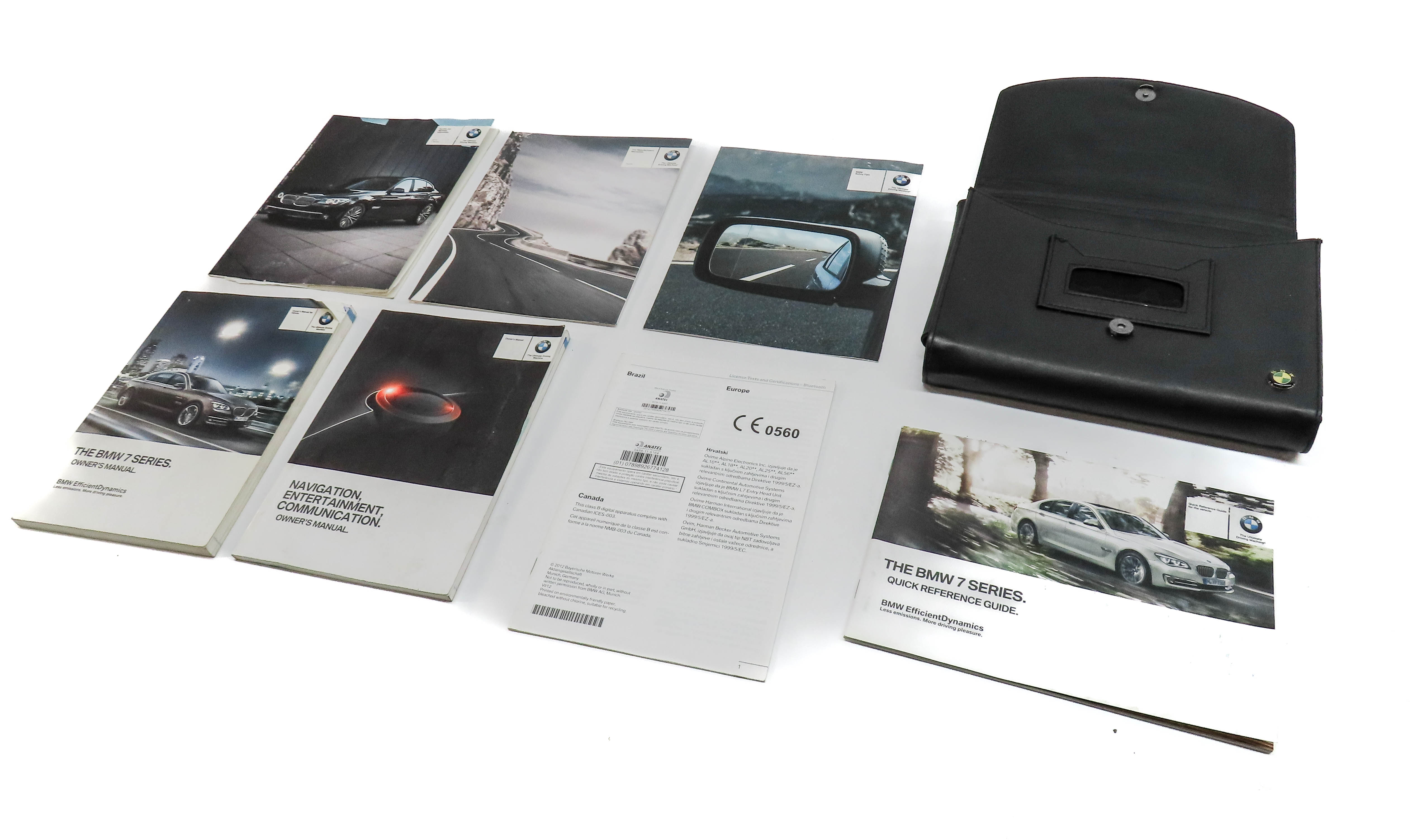 2013 BMW 750LI (F01) OWNERS MANUAL BOOKLET SET 7 w/ CARRYING CARRY CASE — exact item pictured